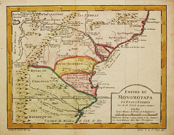 Bellin, J.N., Empire du Monomotapa et Etats Voisins., antique map, old maps