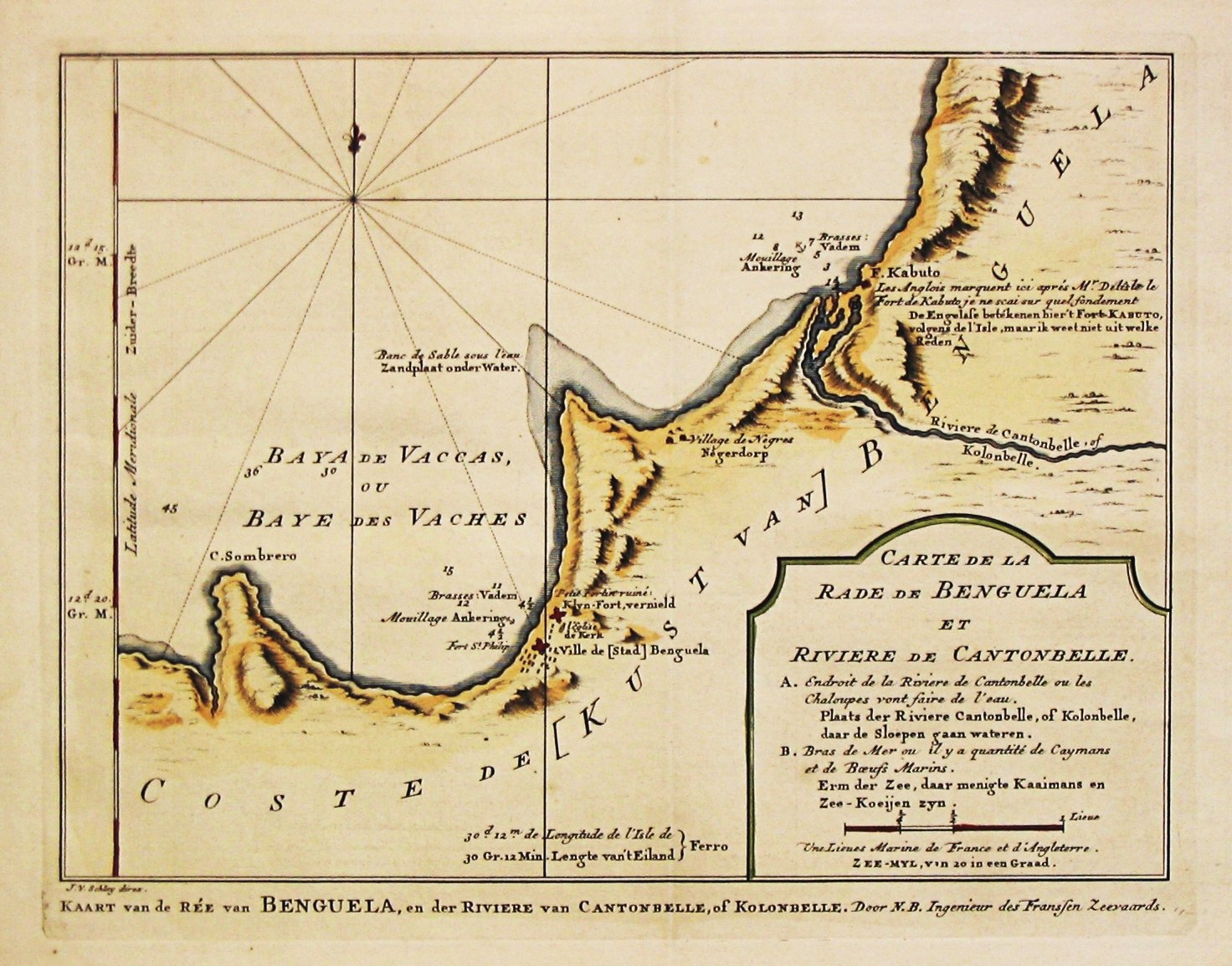Bellin, J.N., Carte de la Rade de Benguela et Riviere de Cantonbelle., antique map, old maps