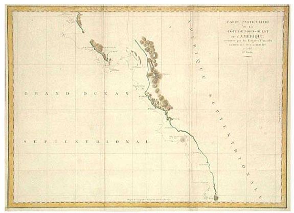 La Pérouse, J.B.G. Comte de., Carte particulaiere de la Côte du Nord-Ouest de l\'Amerique, 2e Feuille., antique map, old maps
