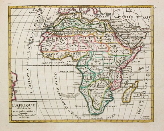 Robert de Vaugondy, G., L'' Afrique., antique map, old maps