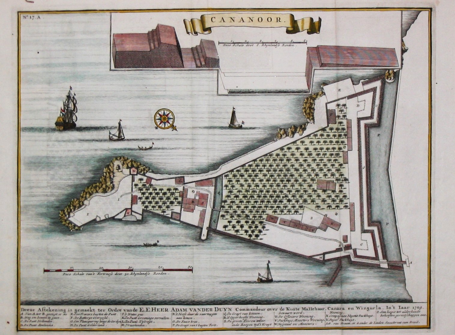 Braam, J. van / G. onder de Linden., Cananoor. 1709., antique map, old maps