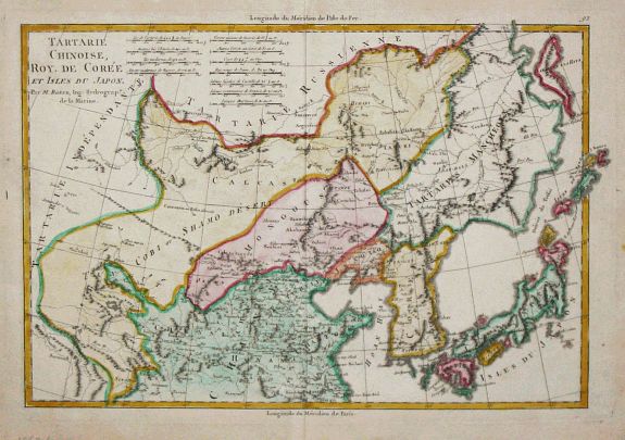 Bonne,R., Tartarie Chinoise, Roy. de Corée et Isles du Japon., antique map, old maps