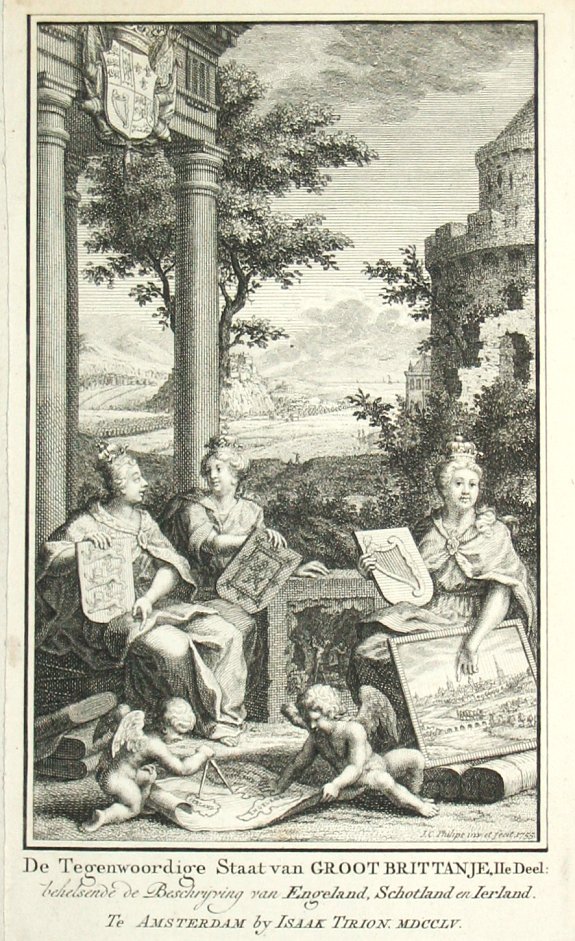 Tirion, I., De Tegenwoordige Staat van Groot Brittannie, IIe Deel., antique map, old maps