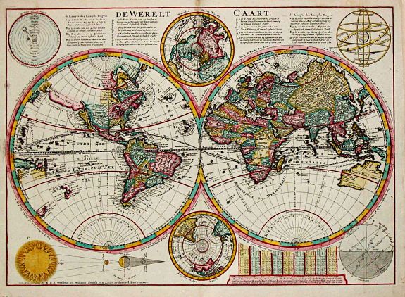 Danckert II, C., De Werelt Caart. , antique map, old maps