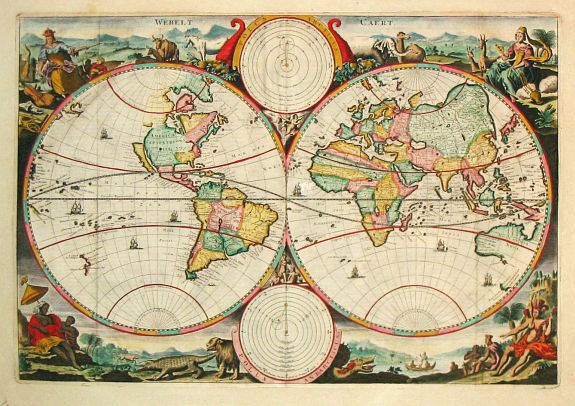 Visscher, N. / D. Stoopendaal., Werelt Caert. , antique map, old maps