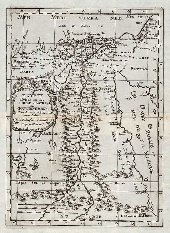 SANSON, N., Egypte divisée en ses Douze Cassilifs, …, antique map, old maps