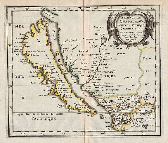 SANSON, N., Audience de Guadalajara, Nouveau Mexique, Californie, &c., antique map, old maps