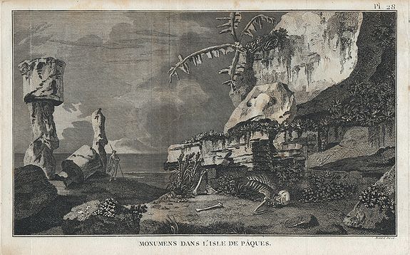 COOK, J., Monumens dans l'Isle de Pâques., antique map, old maps