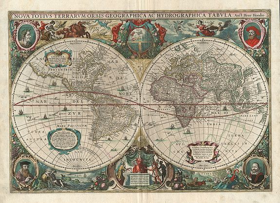 HONDIUS, H. / JANSSON, J., Nova Totius Terrarum Orbis Geographica ac Hydrographica Tabula., antique map, old maps