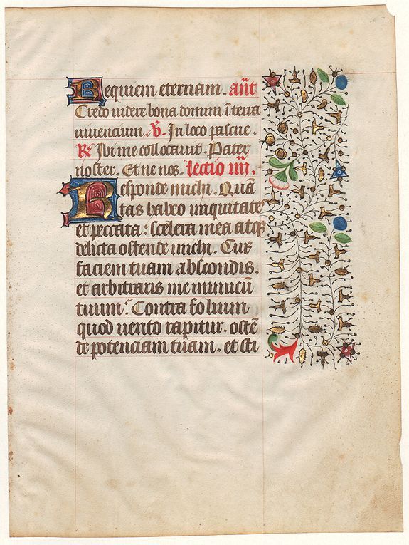 ANONYMOUS, A manuscript leaf from a Book of Hours., antique map, old maps