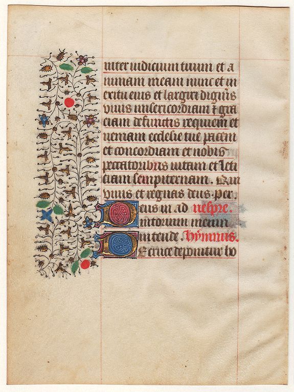 ANONYMOUS, A manuscript leaf from a Book of Hours., antique map, old maps
