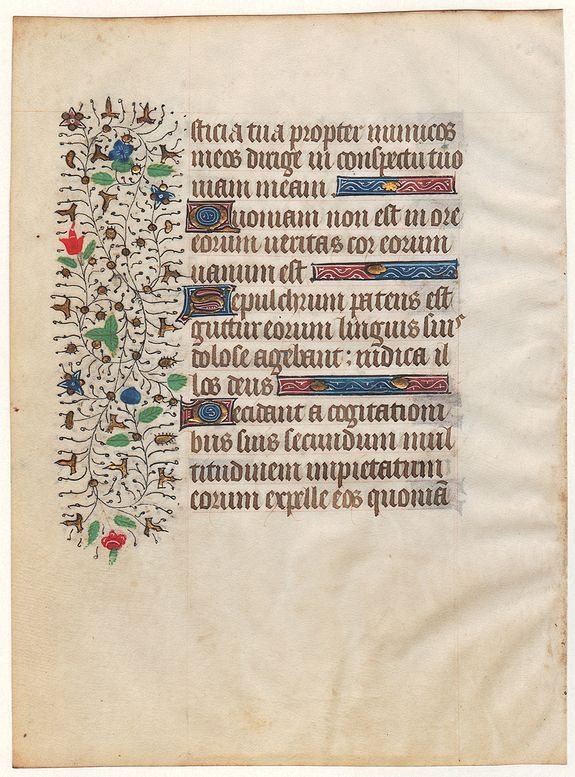ANONYMOUS, A manuscript leaf from a Book of Hours., antique map, old maps