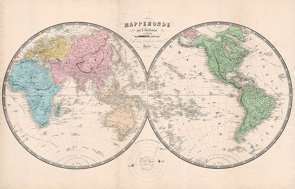 VUILLEMIN, A., Mappemonde., antique map, old maps