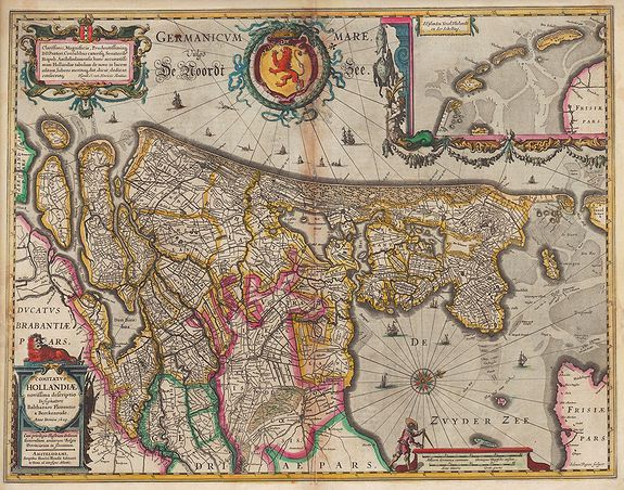 HONDIUS, H., Comitatus Hollandiae novissima descriptio., antique map, old maps