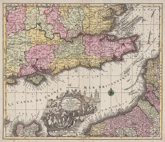 LOTTER, T. C., La plus grande partie de la Manche, qui contient les Côtes d'Angleterre et celles de la France …, antique map, old maps