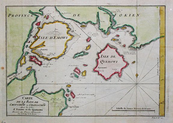 BELLIN,J.N., Carte de la Baye de Chin-Chew. Avec les Isles de Emowi et de Quemowi. , antique map, old maps