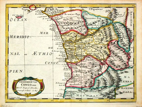 Sanson, N., T Koninkrijk van Congo., antique map, old maps