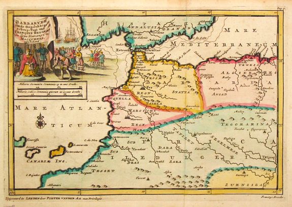 Aa, P. van der., Barbaryen., antique map, old maps