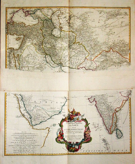 SCHRAEMBLE, F.A., Erster Theil der Karte / von Asien / welche die Turkei, Arabien, Persien / Indien diesseits des Ganges / und einen Theil der Tartarei / anhalt., antique map, old maps