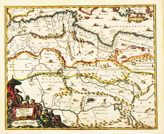 DAPPER, O., Barbaria, Biledulgerid, Libye et pars Nigritarum terra. , antique map, old maps