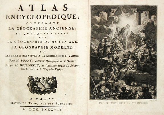 Bonne, R., Frontispice de l'Enceclopedie., antique map, old maps