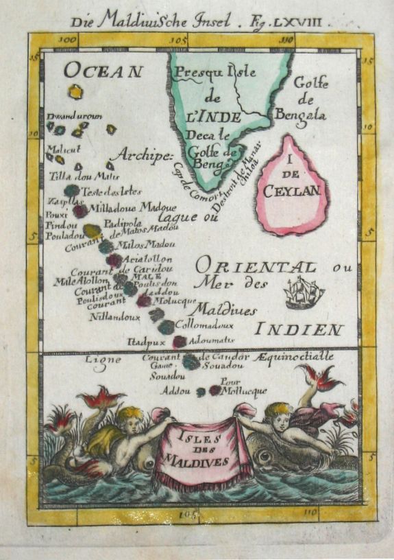 Mallet, A.M., Isles de Maldives, antique map, old maps
