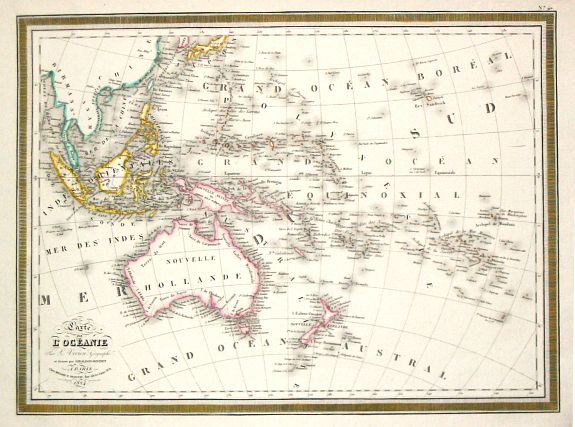 Vivien de Saint Vivien, L., Carte de L\'Oceanie. Paris, 1824., antique map, old maps