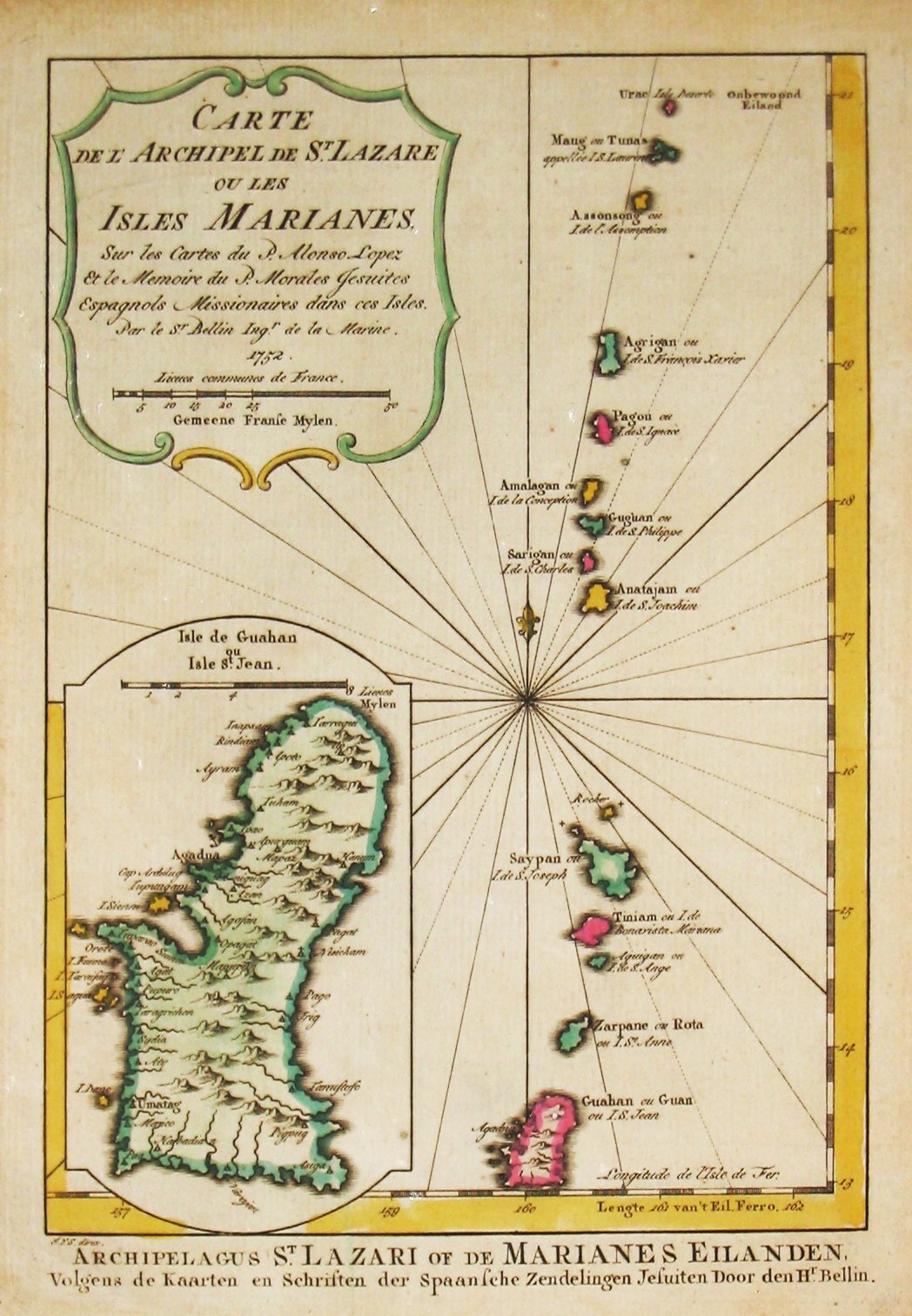Bellin, J.N., Carte des Isles. Marianes., antique map, old maps