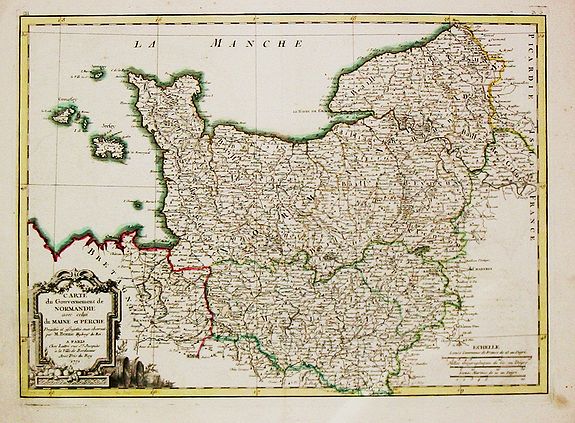 Lattré, J. / R.Bonne., Carte du Gouvernement de Normandie avec celui du Maine et Perche., antique map, old maps