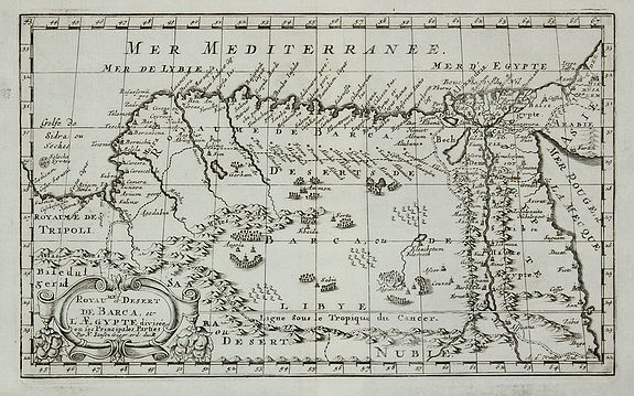 SANSON, N., Royaume et desert de Barca, et Aegypte …, antique map, old maps