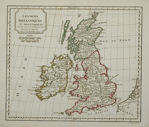 ROBERT DE VAUGONDY, G., Les Isles Britanniques., antique map, old maps