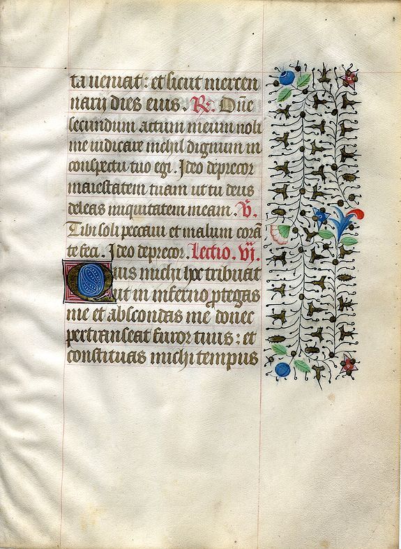 ANONYMOUS, A manuscript leaf from a Book of Hours., antique map, old maps