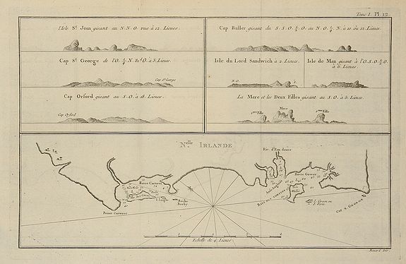 COOK, J., Tome I. Pl. 12 - N.elle Irlande., antique map, old maps