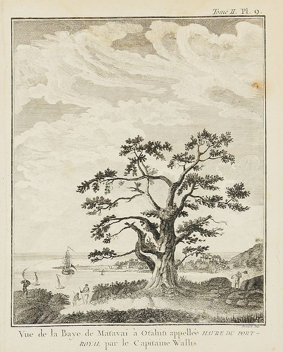 COOK, J., Tome II. Pl. 9 - Vue de la Baye de Matavaï à Otahiti …, antique map, old maps