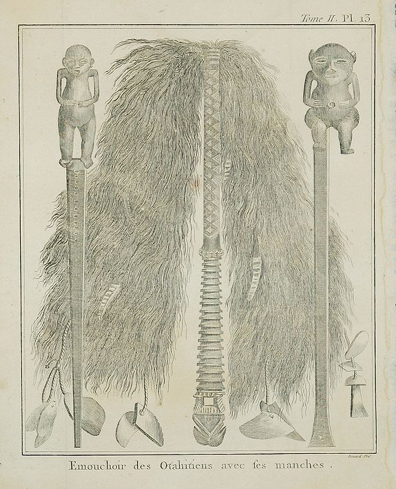 COOK, J., Tome II. Pl. 13 - Emouchoir des Otahitiens avec ses manches., antique map, old maps