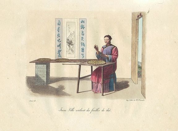 MALPIERE, D. BAZIN DE, Jeune Fille roulant des feuilles de thé., antique map, old maps