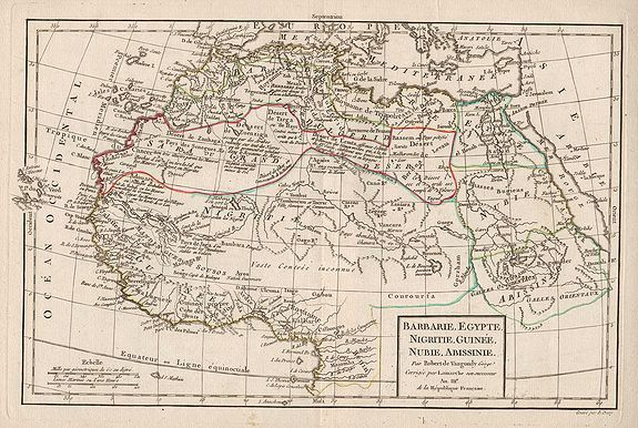 DELAMARCHE, C. F. / ROBERT DE VAUGONDY, G., Barbarie, Egypte, Nigritte, Guinée, Nubie, Abissinie., antique map, old maps