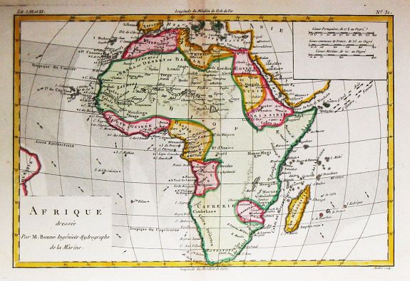 Bonne, R., Afrique., antique map, old maps