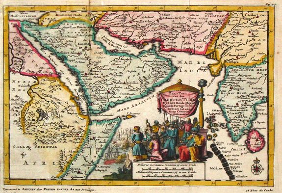 Aa, P. van der., Zee-Togt van den Grooten Turk Uyt het Roode Meyr Tegen de Portugysen na Indien tot aan Kaap Comerin ondernomen., antique map, old maps