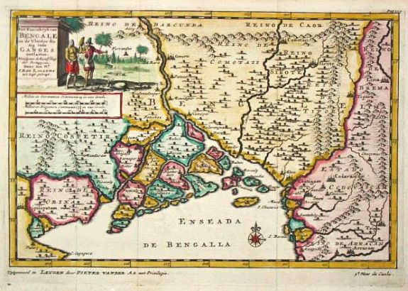 Aa, P. van der., Het Koninkrijk van Bengalen en de Vloeden die zig inde Ganges ontlasten., antique map, old maps