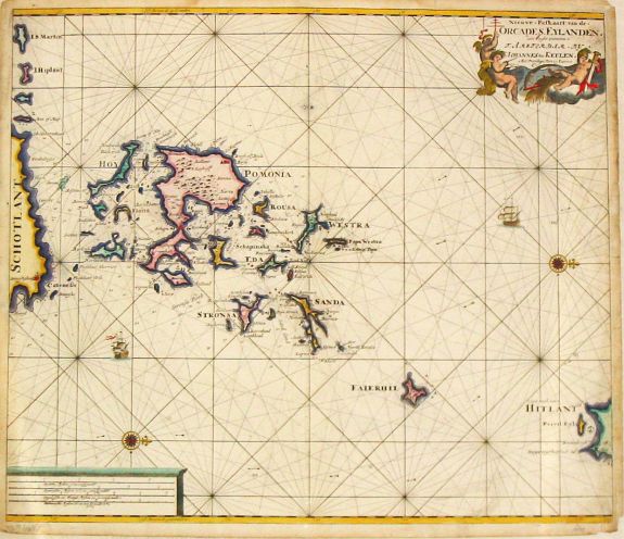 Keulen, G. van., Nieuwe Paskaart van de Orcades Eylanden, antique map, old maps