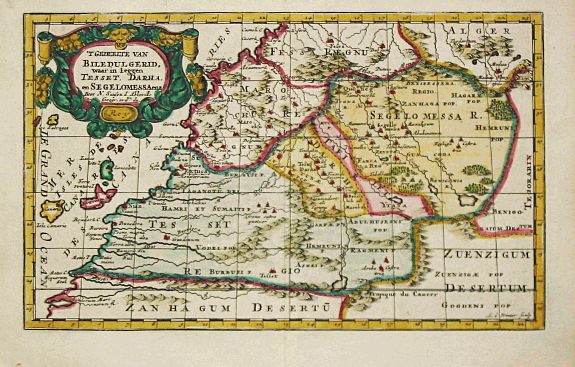 SANSON, N., ' T gedeelte van Biledulgered, waar in leggen Tesset, Darha en Segelomessa., antique map, old maps