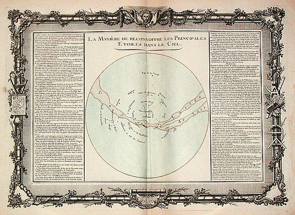 BUY DE MORNAS, Cl., La Manière de reconnoitre les Principales Etoiles dans le Ciel., antique map, old maps