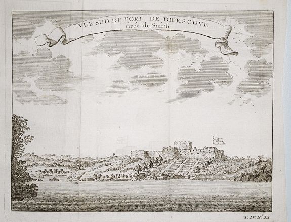 ANONYMOUS, Plan of the English fortresses at Dickscove Vue du sud du fort de Dickscove., antique map, old maps