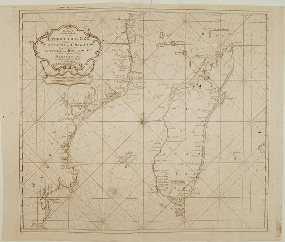 VAN KEULEN,J., Paskaart van een gedeelte van de Aethiopische=Zee.. Madagascar.., antique map, old maps