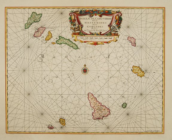 SCHENK,P./ VALK,G., Insulae de Cabo Verde olim Hesperides sive .. Zoute Eylanden., antique map, old maps