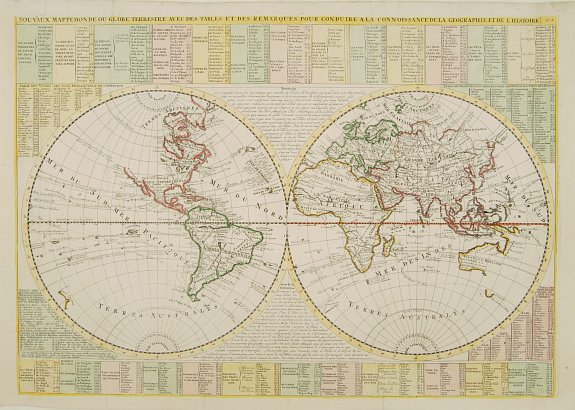 CHATELAIN,H., Nouvaux Mappemonde ou globe terrestre avec des tables et des .., antique map, old maps