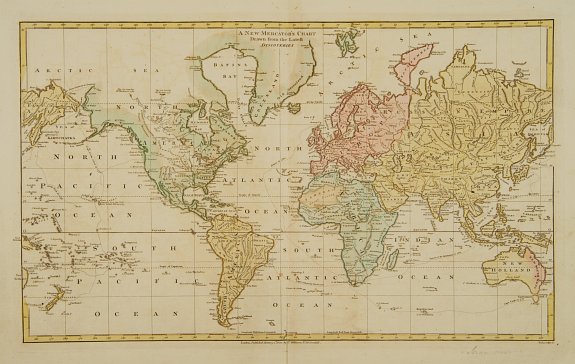 WILKINSON,R., A new Mercator's chart drawn from the latest discoveries., antique map, old maps