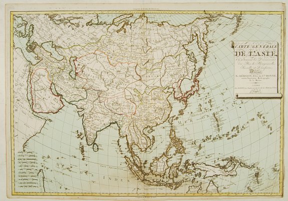 BASSET, Carte générale de Asie, ou se trouvent le Découvertes des Isles, de Bougainville, surville et Dampierre.., antique map, old maps