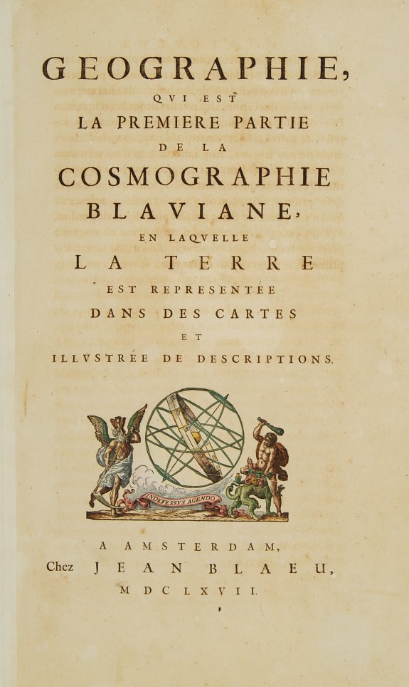BLAEU,J., Title page from <I>Geographia Blaviana</I> with printer's device., antique map, old maps